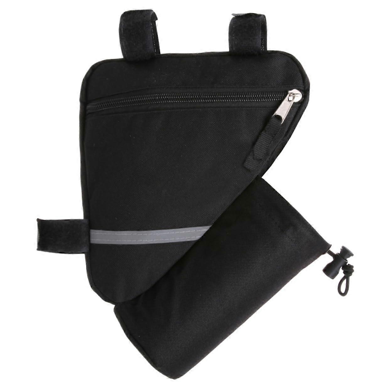 Bike Frame Triangle Bag Waterproof Bicycle Tube Saddle Pouch Storage for Adults Black