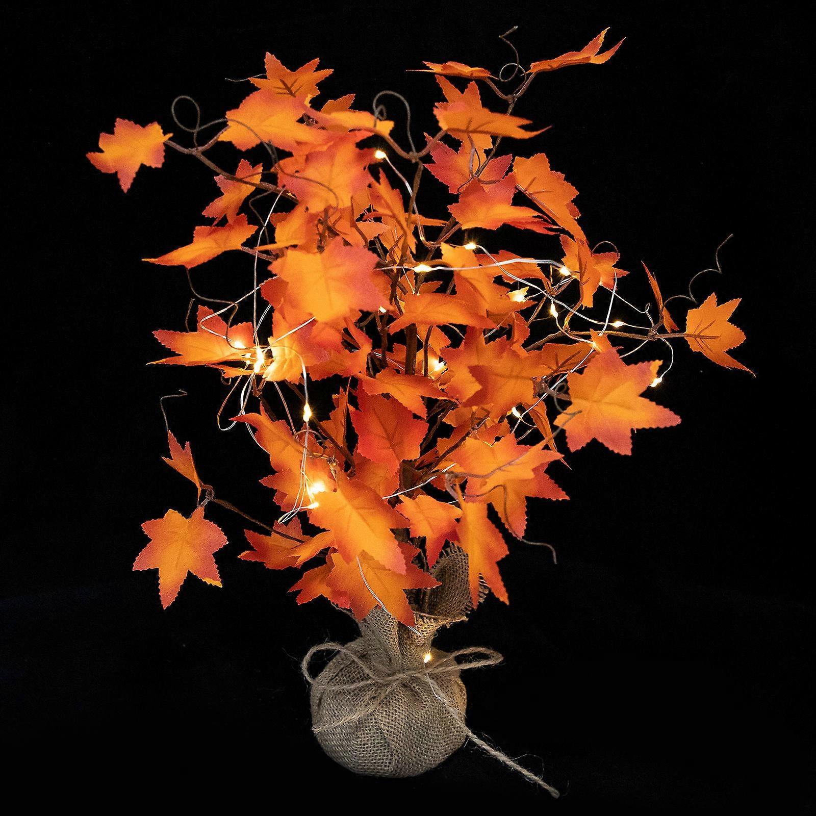 Maple Leaf Landscape Lamp Lighted Tree for Fall Thanksgiving Decor Red Color