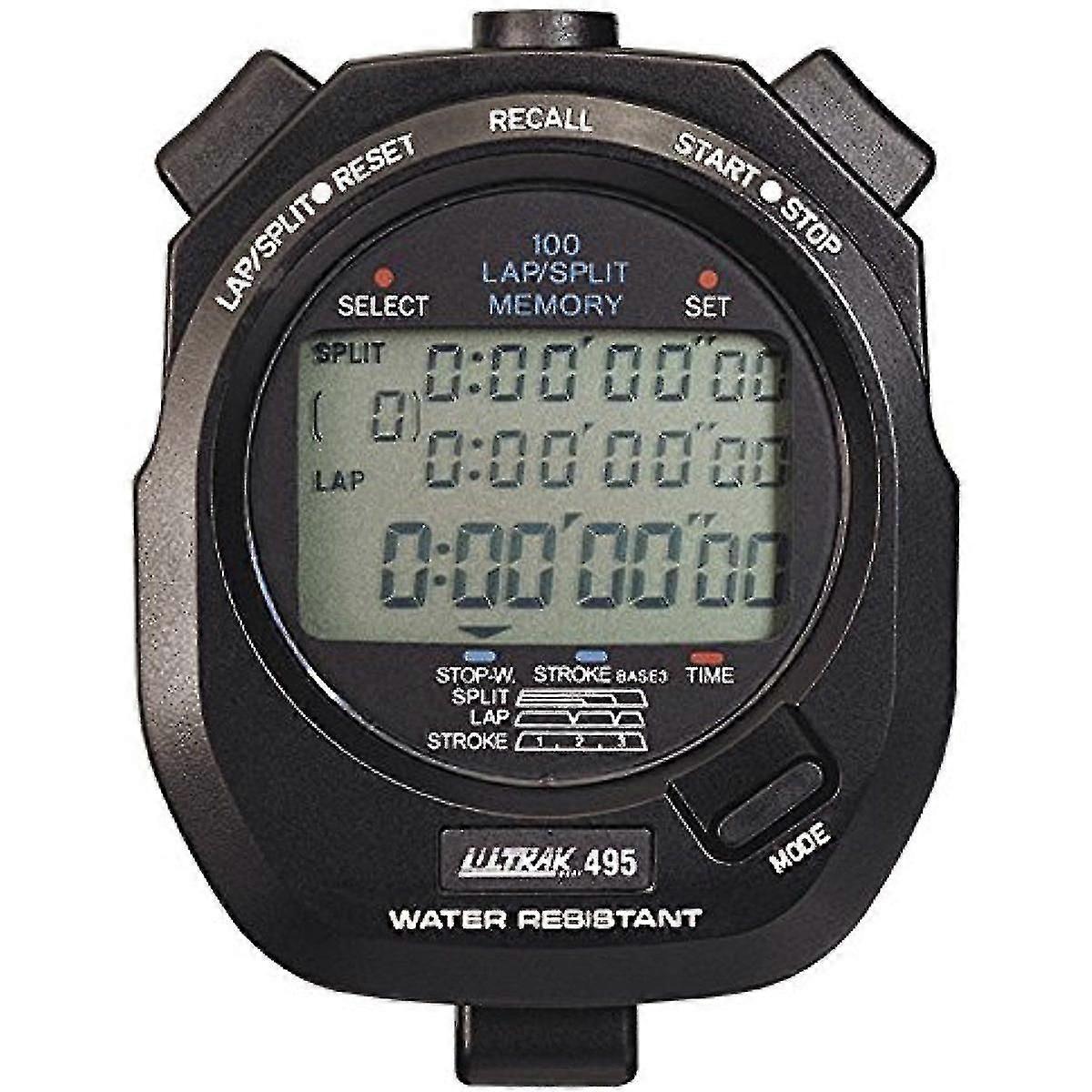 Ultrak 495 - 100 Dual Split Memory Stopwatch - Black-xinhan