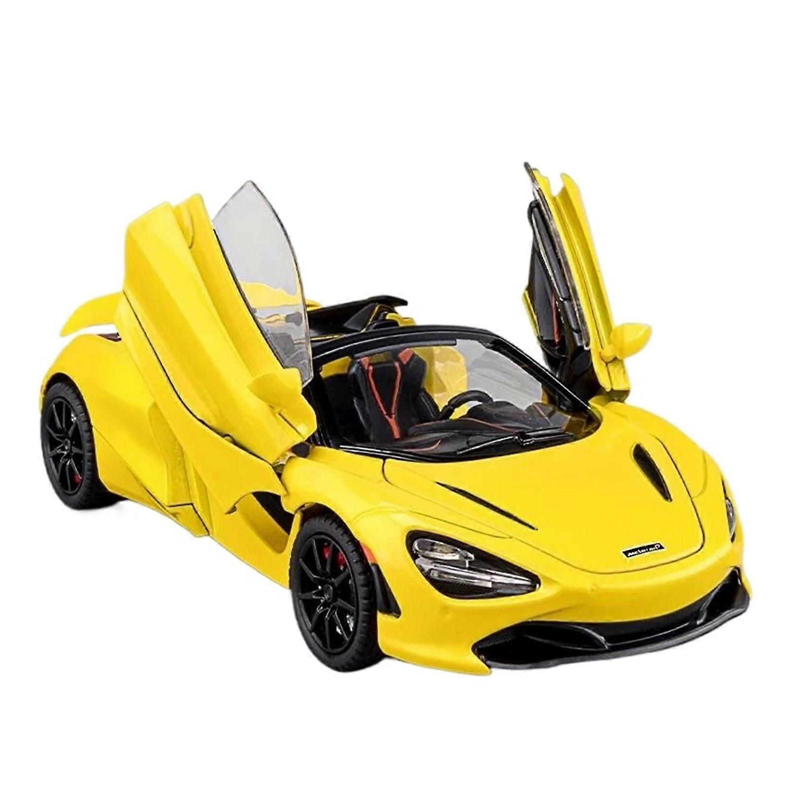 1:24 Diecast Model Car with Sound and Light Pull Back Alloy Toy (Yellow)
