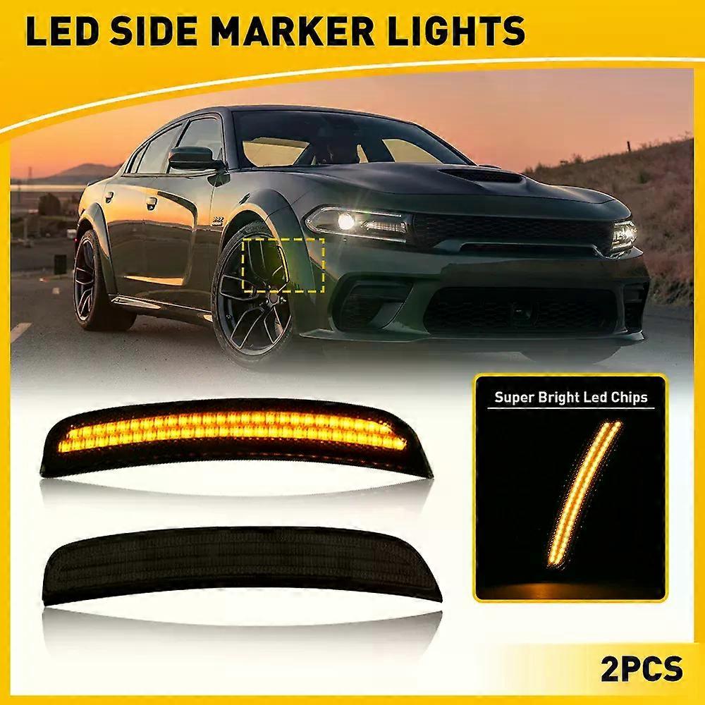 For Dodge Charger 2015 2016 2017 2018 2019 2020 2021 2022 Front Rear Bumper LED Side Marker Lights Smoked Tail Turn Signal Light