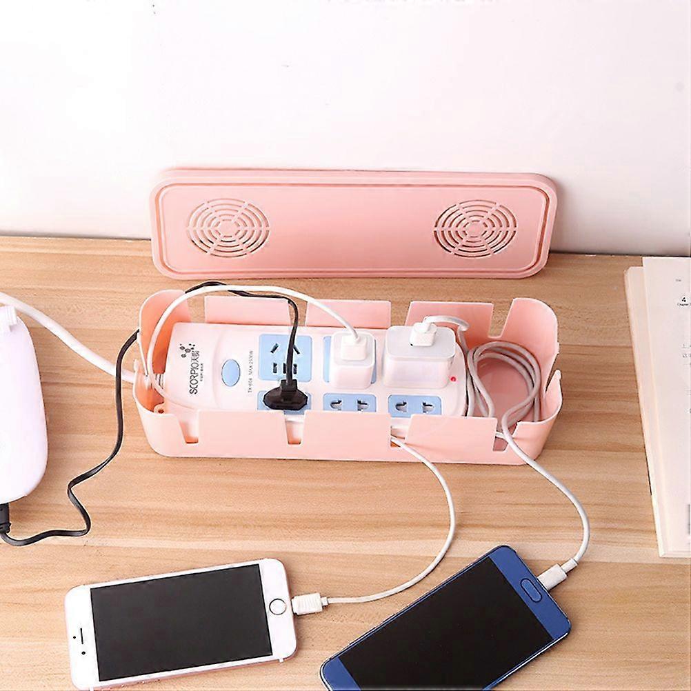 Multi Power Plug Socket Anti-dust Safety Box Storage Cable/ Wire/ Cord Organizer (Pink)