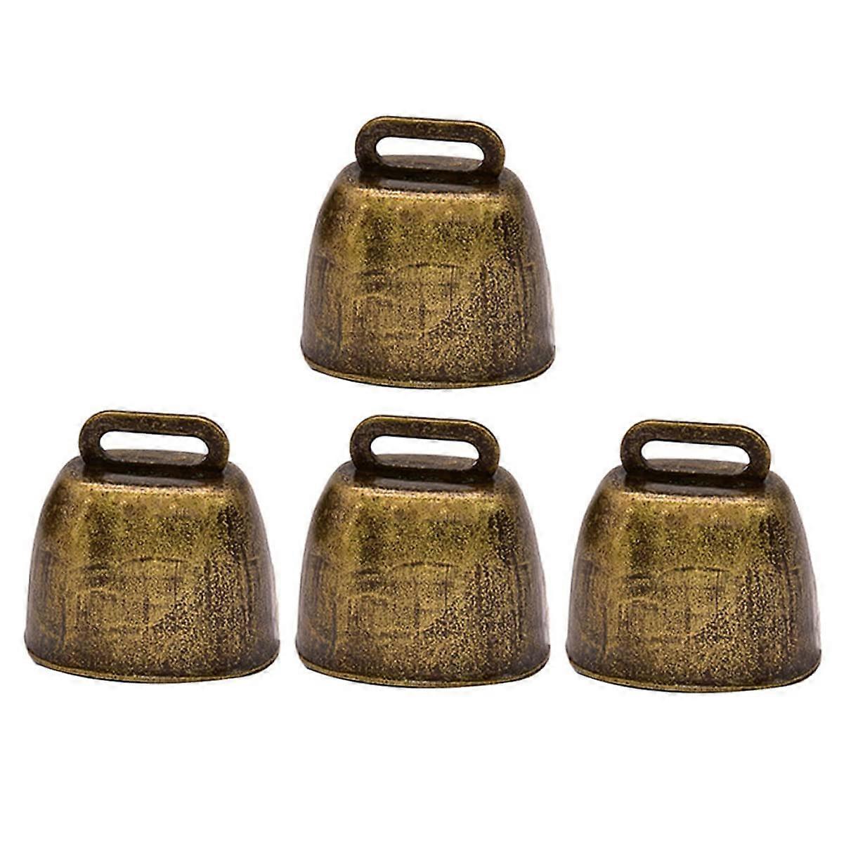 4 Large Bells – And Cowbells With Metal Strips – Ornament For Agriculture