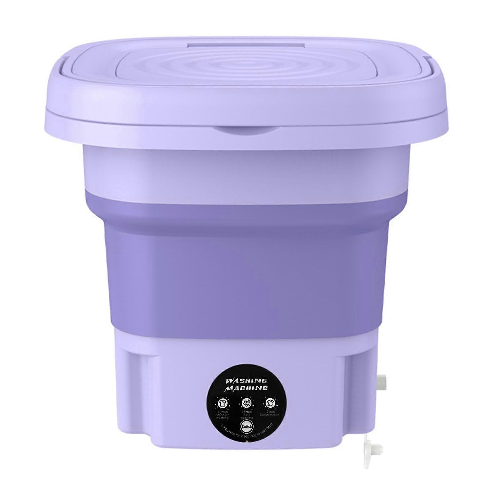 Portable Washing Machine 8L Capacity Mini Washer With Spin Foldable Purple For Apartments Dorm Travel