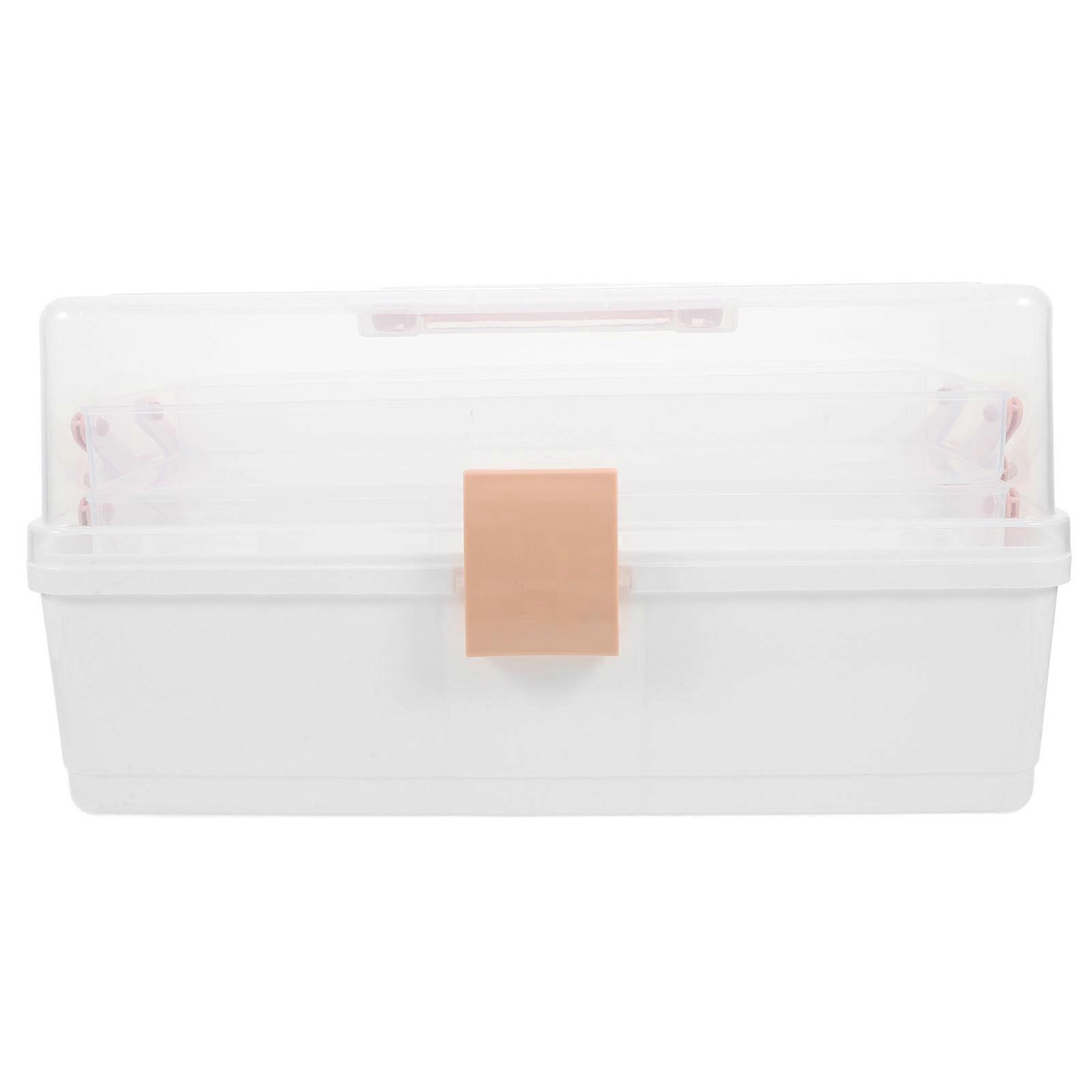 Portable Handle Rectangular Storage Box for Crafts and Jewelry Pp Pink Material Organizing 1Pack