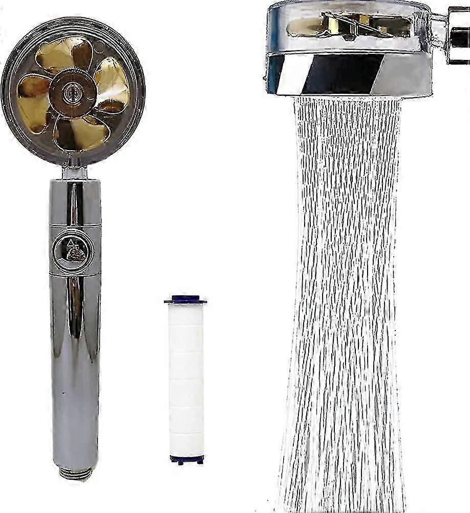 High Pressure Water Saving Shower, 360 Degrees Rotating Propeller Driven Handheld Shower