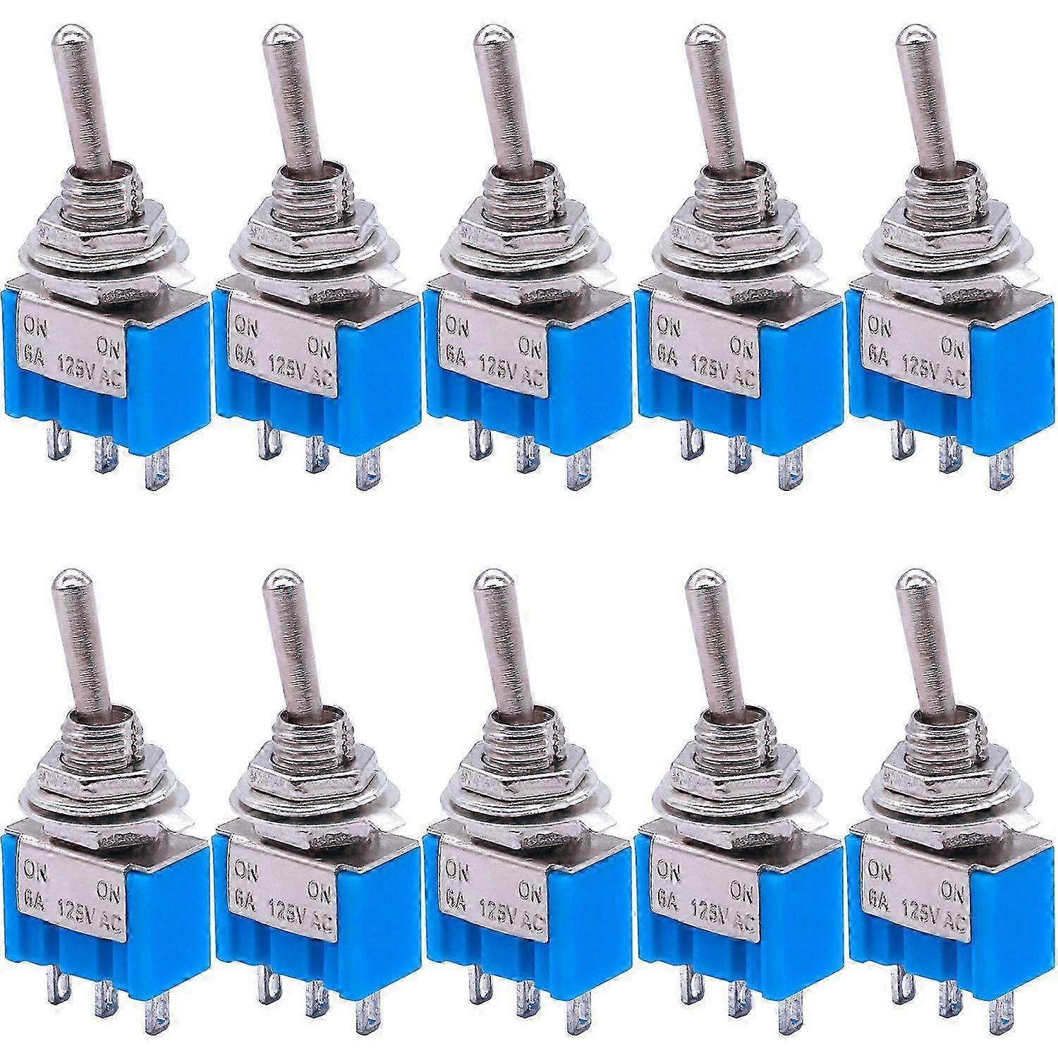 10Pcs SPDT Mini Toggle Switch: 3-Pin 2 Position AC Toggle Switch, 6A 125V AC Compatible with Multiple Devices