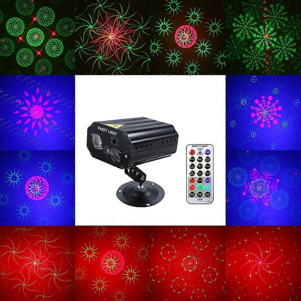 AC 100-240V 5W 3 LED Mini Stage Lamp 48 Patterns Lighting Fixture Supported Sound Activated/ Auto-running/ Remote Control/ Flash Lighting Modes Effect