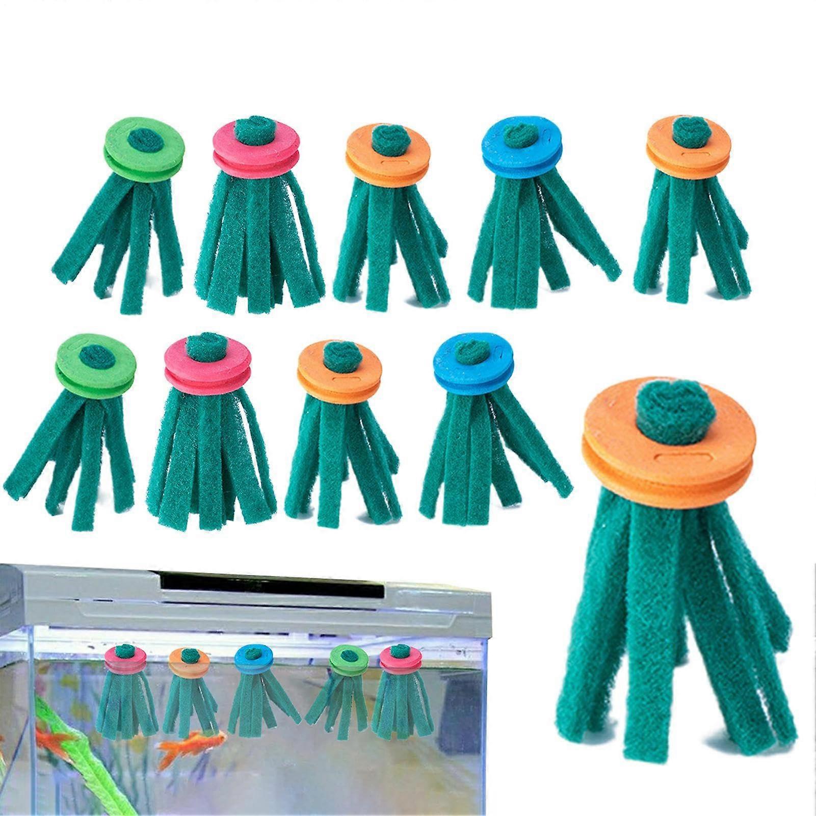 Spawning Mop for Aquarium, 10 Pieces Floating Fish Breeding Spawning Mops, Reusable Foam Ring Scouring Tool Set for Rainbow Fish Turtles Amphibians