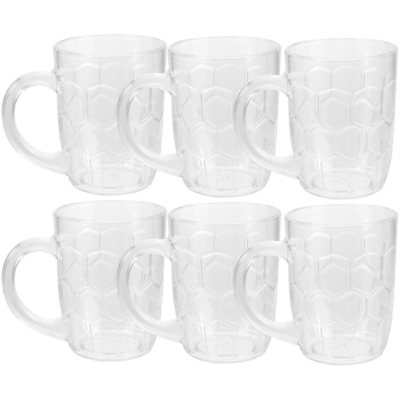 Clear PC Beer Mugs for Parties and Storage Suitable for Juice Milk or Beer 6 Pieces Small Size