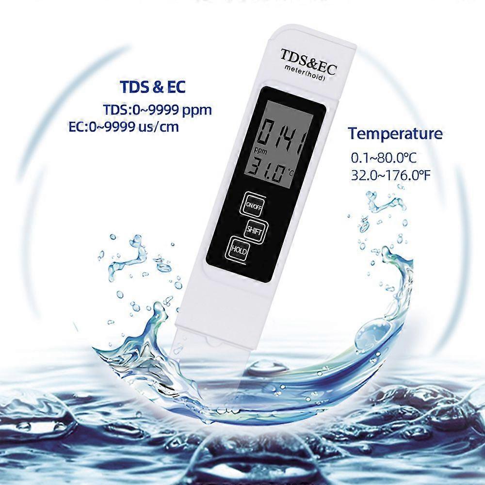 3 in 1 Water Quality Tester Digital Meter Water Quality Analyzer Detector TDS/ EC/ Temperature 5Mins Auto Shut Down Design/ Reading Locking Design Por