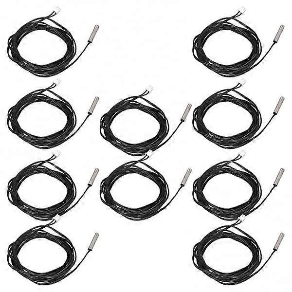 NTC Thermistor Sensor 15K B3950 Temperature Sensor 10 pcs Cylindrical Head 5x25mm 2 Meter Cable