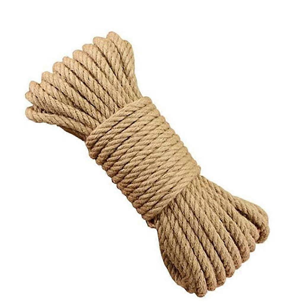 Natural Jute Rope, 16mm Diameter, 30m, EcoFriendly Twisted String For DIY Crafts, Gardening, Home Decor (Brown)
