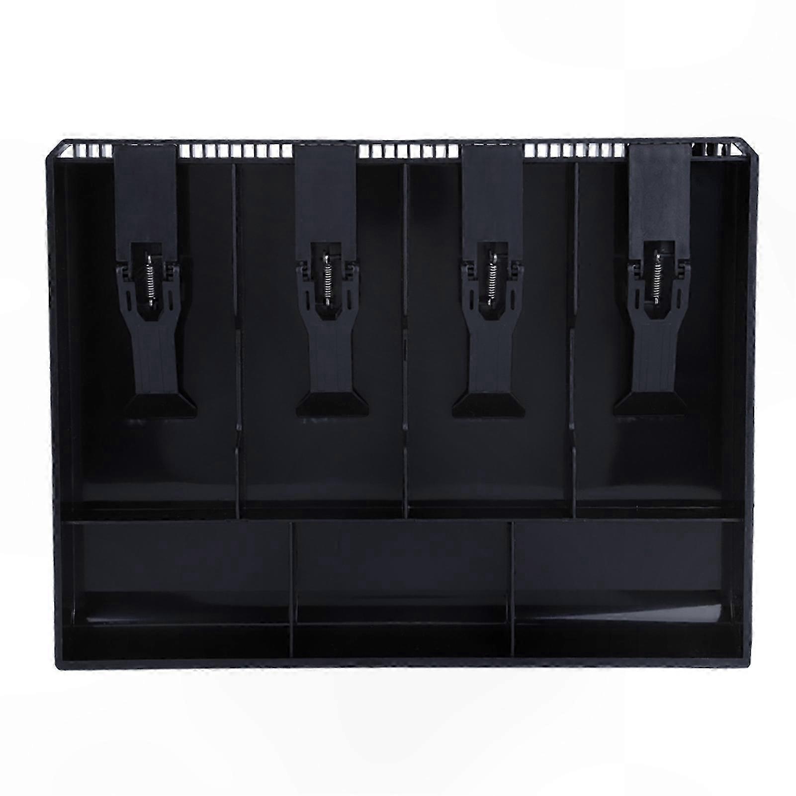 Black Cash Drawer Insert Tray with 4 Bill and 3 Coin Slots for Money Storage Replacement