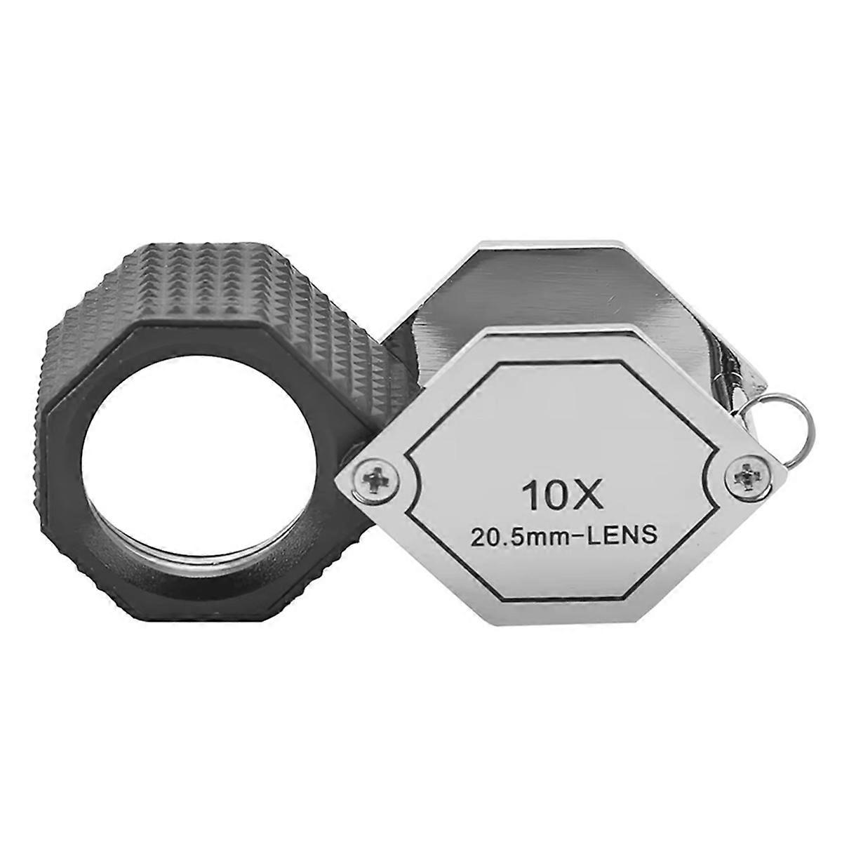 10X Jewelery Loupe Hexagonal Portable Foldable Pocket Magnifier 20.5mm Len Optical Magnifying Glass