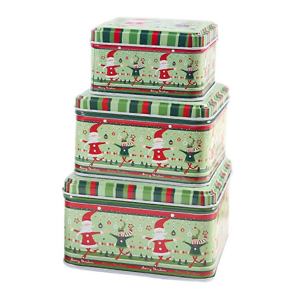3Pcs Holiday Candy Containers Square Shape Boxes Perfect For Christmas Parties And Celebrations Featuring A Vibrant Design