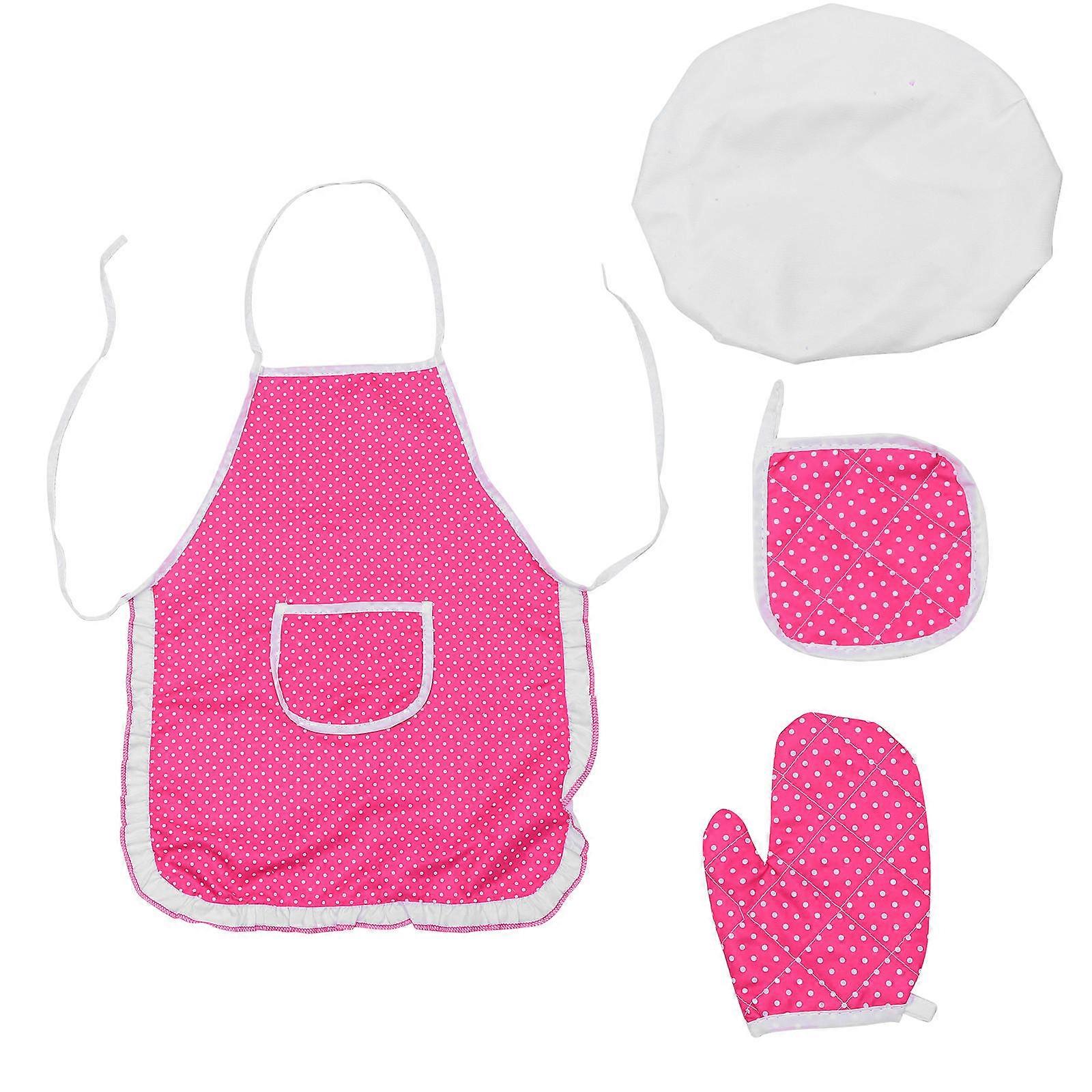 Cloth Girl Cookware Apron 1Set Rosy Simulation Tableware Toy Fosters Social Interaction for Kids Use