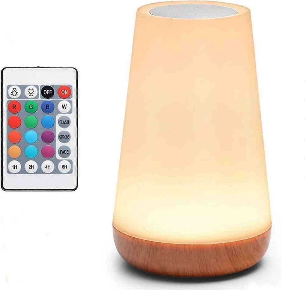 LED Night Light Bedside Lamp Touch and Remote Control 13 Colors Changing 5 Brightness Adjustable (White)