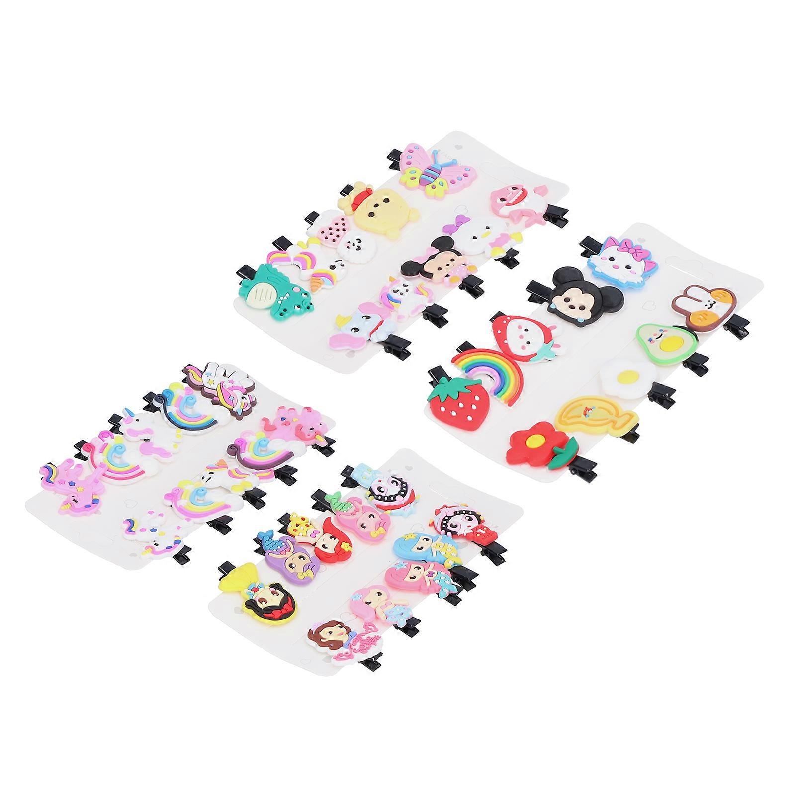 40pcs coloré dessin animé polymère argile filles pinces à cheveux ensemble cadeau