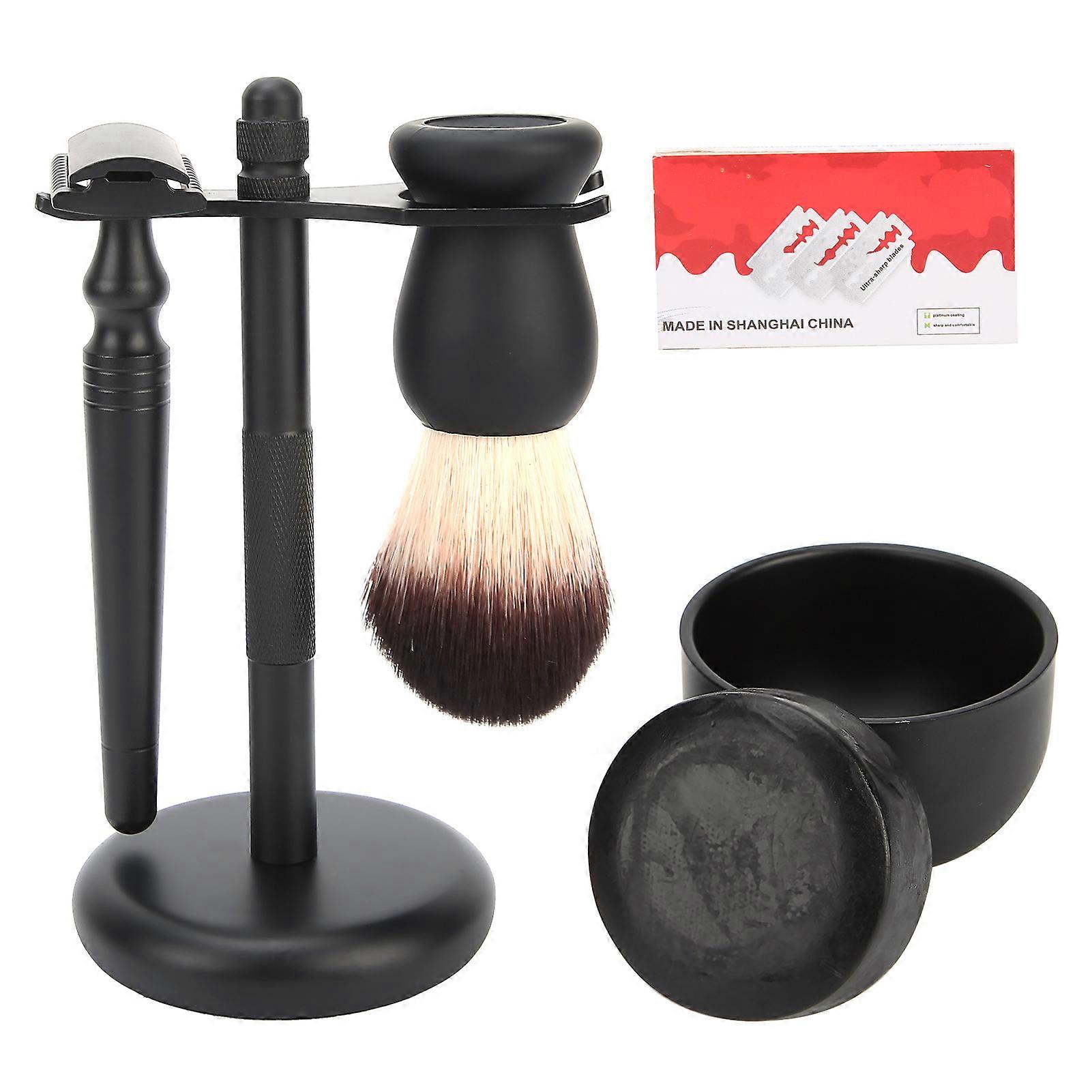 Herren Bart Rasiermesser Set mit Bürste & Seife, Edelstahl