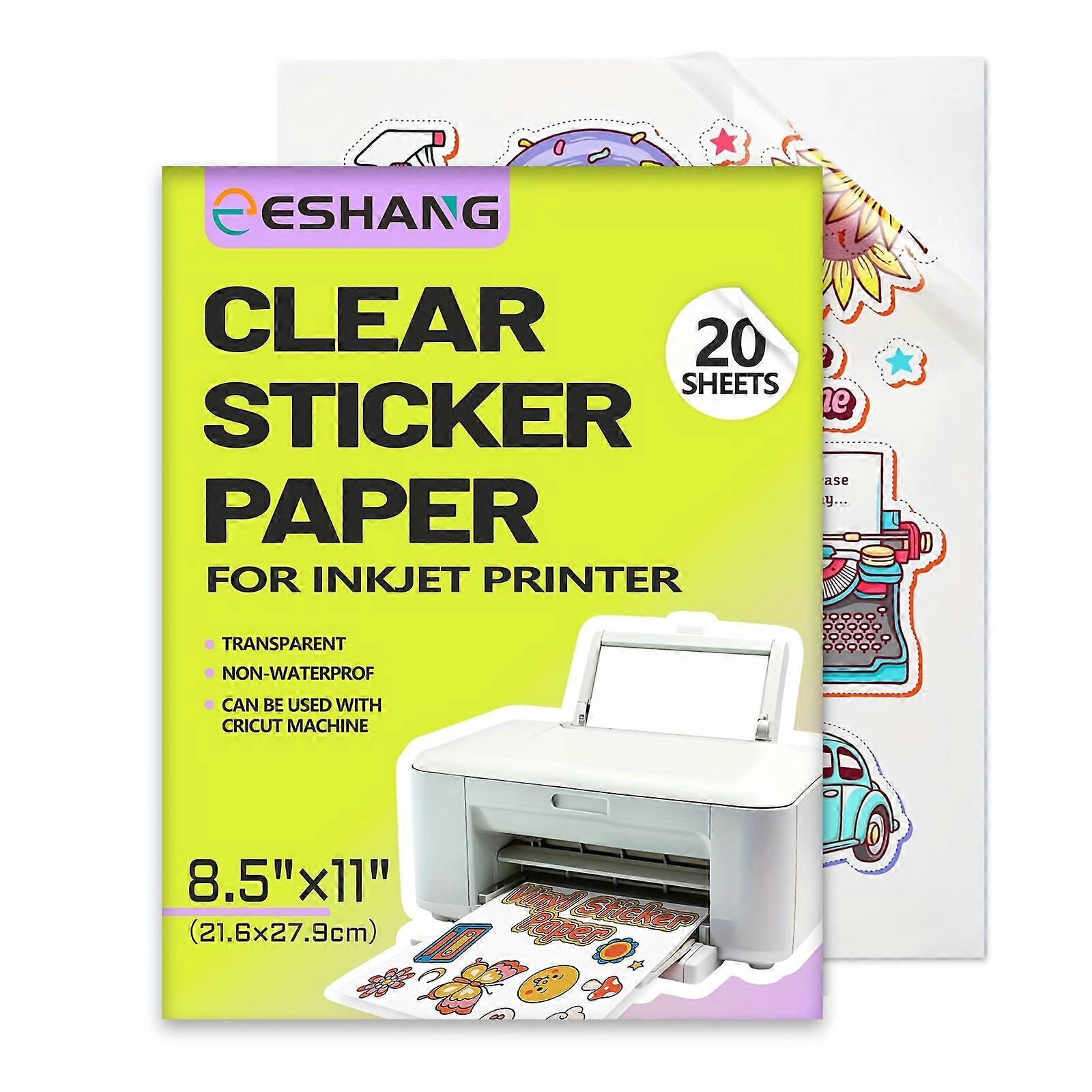 ESHANG Letter Size 8.5"x11" Printable Vinyl Sticker Paper for Inkjet Printer 100% Clear Transparent Non-waterproof Decal Paper Self-Adhesive Sheets