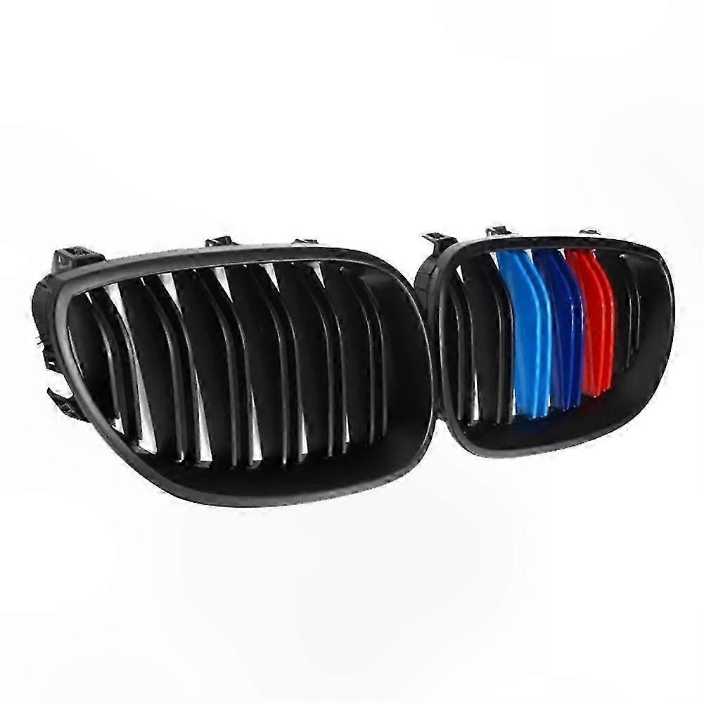 Black Mesh Grille for E60 E61 5 Series M5 04-09 Double Line Hood Design Sport Racing Style Kidney Grill Replacement Accessory