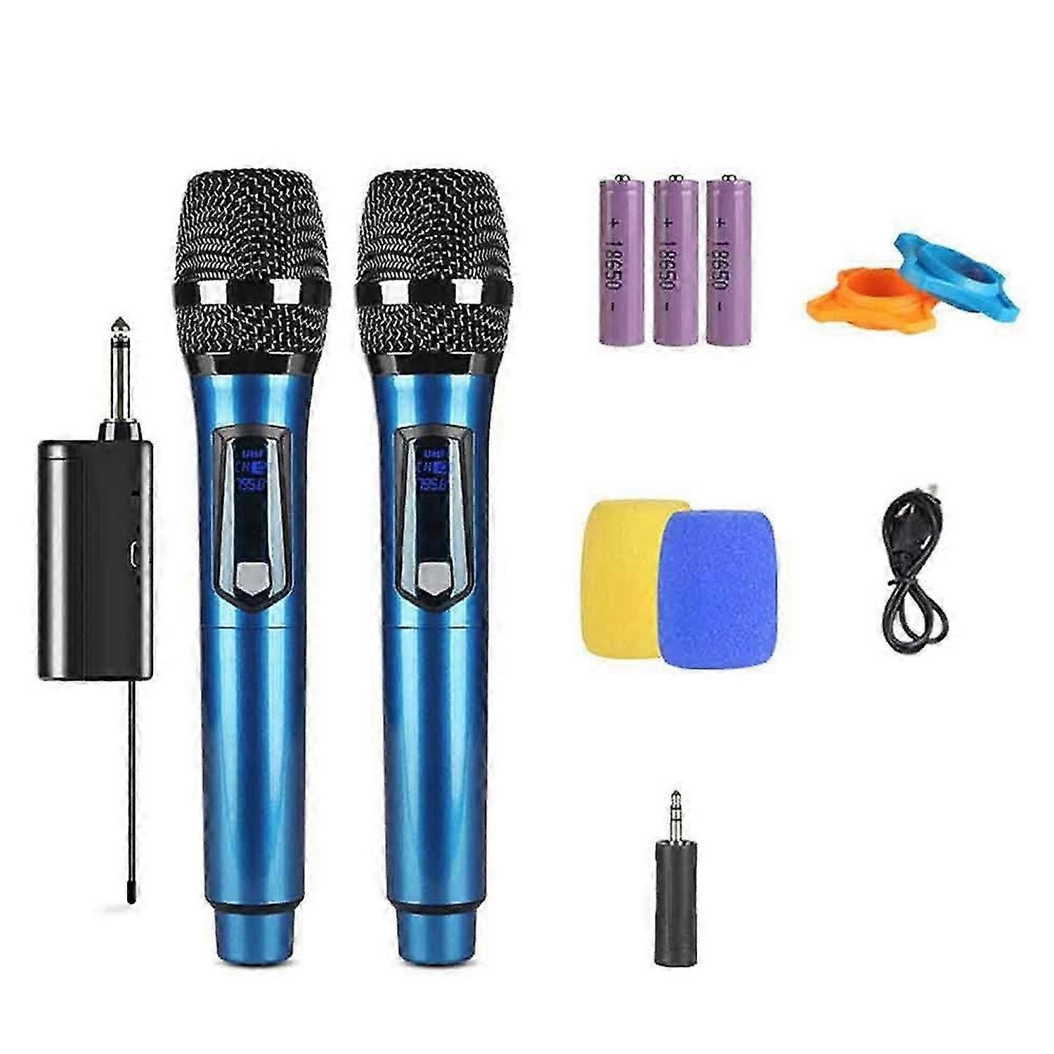 Wireless Microphone Metal Dynamic Microphone System Blue