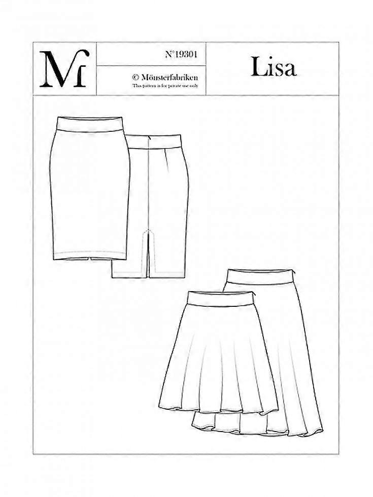 Monsterfabriken Sewing Pattern Lisa Skirt 90-106