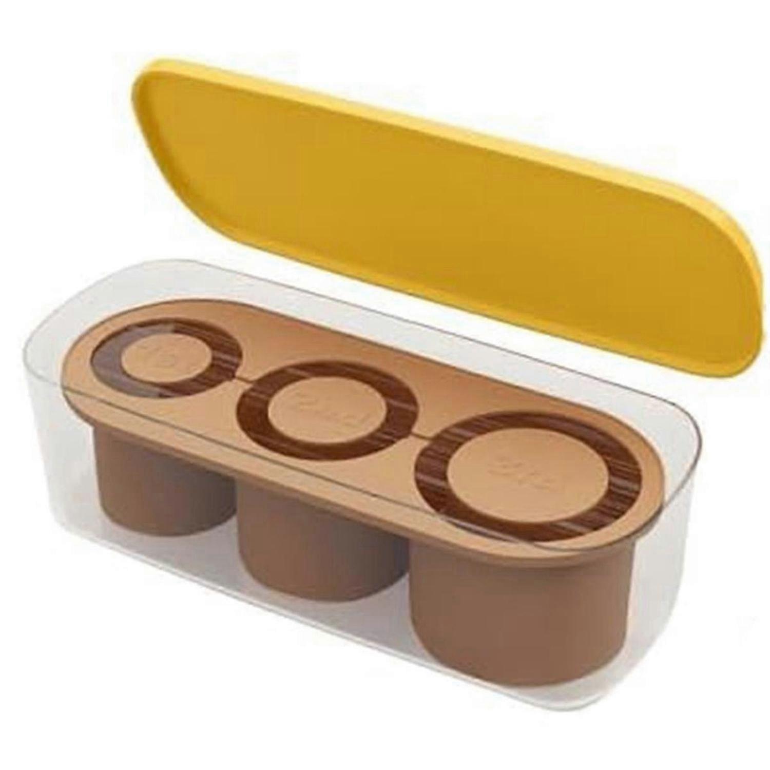 Silicone Ice Square Tray with Lid for 20-40 Oz Tumblers, 3 Hollow Cylinder Ice Square Molds for Mug,Brown