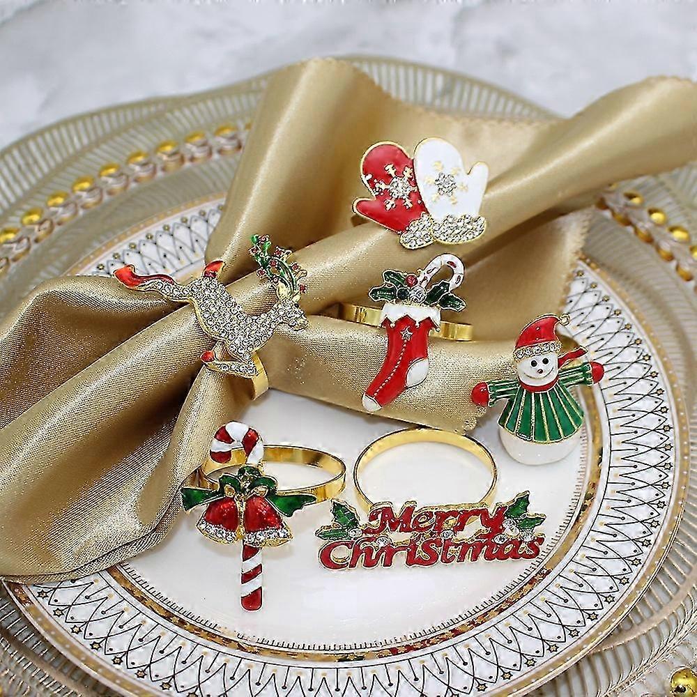 Set of 6 napkin rings, metal, assorted colors 2025