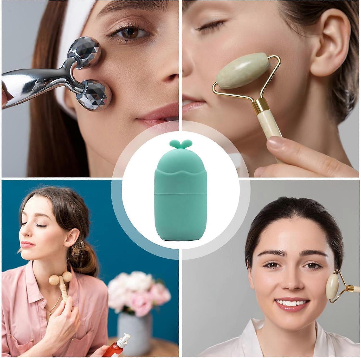 Ice Face Mold Silicone Ice Mold for Face and Neck, Small Size, Reusable Massage Tool, Ice Cup Molds, Green