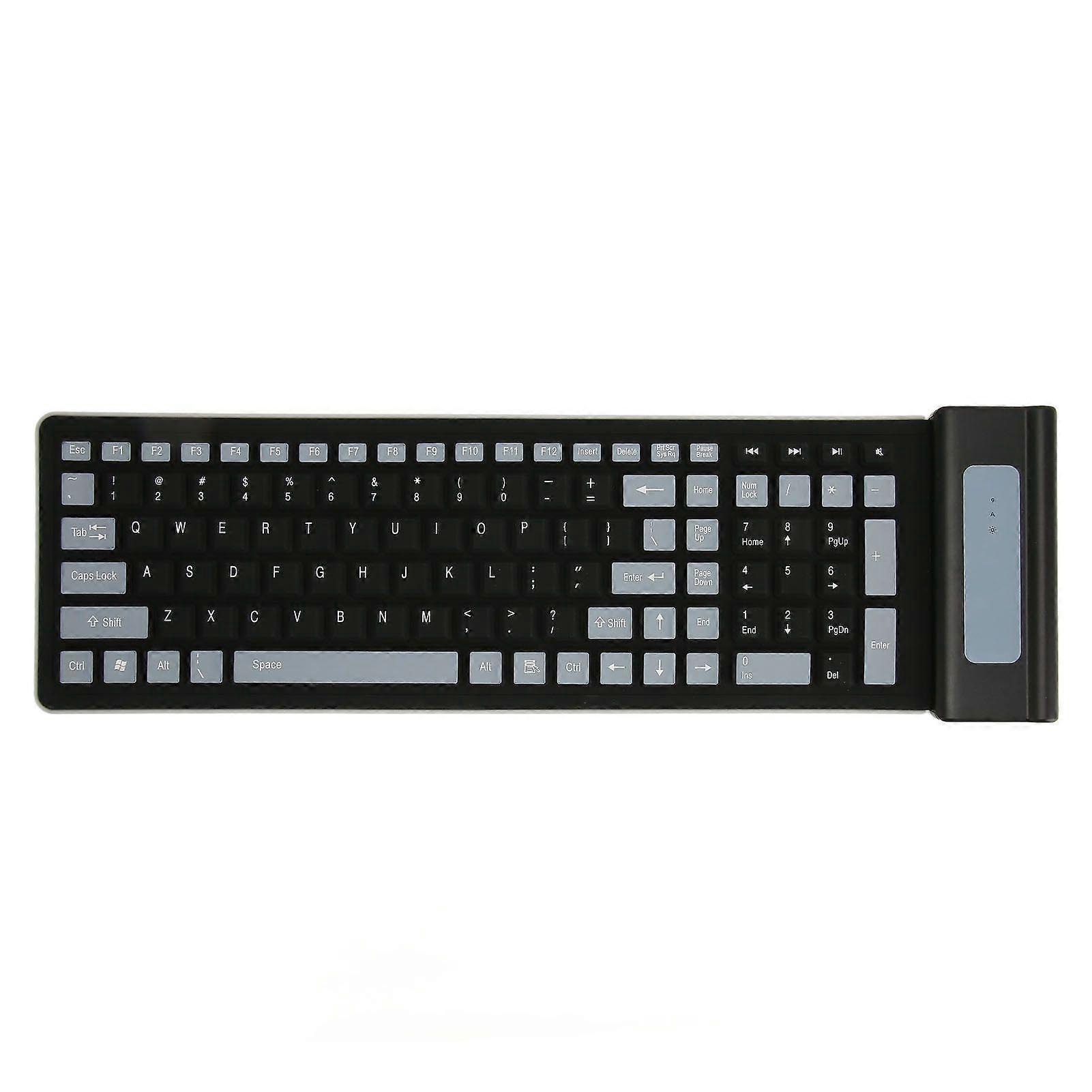 Silicone Keyboard 107 Keys Waterproof Dustproof Folding Two Colors 2.4G Wireless USB Soft Silicone Silent Keyboard