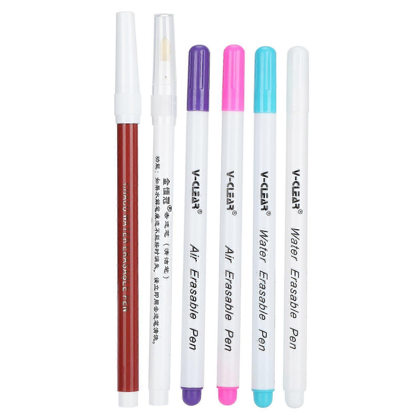 6pcs Water Soluble Sewing Pen 5 Color Fabric Markers DIY Drawing Lines Patterns for Handicraft Needlework