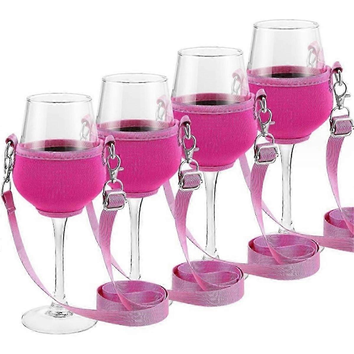 4 قطع حامل كأس النبيذ المحمولة حزام النبيذ حزام نير حامل الكأس دعم حزام الرقبة لأعياد الميلاد C