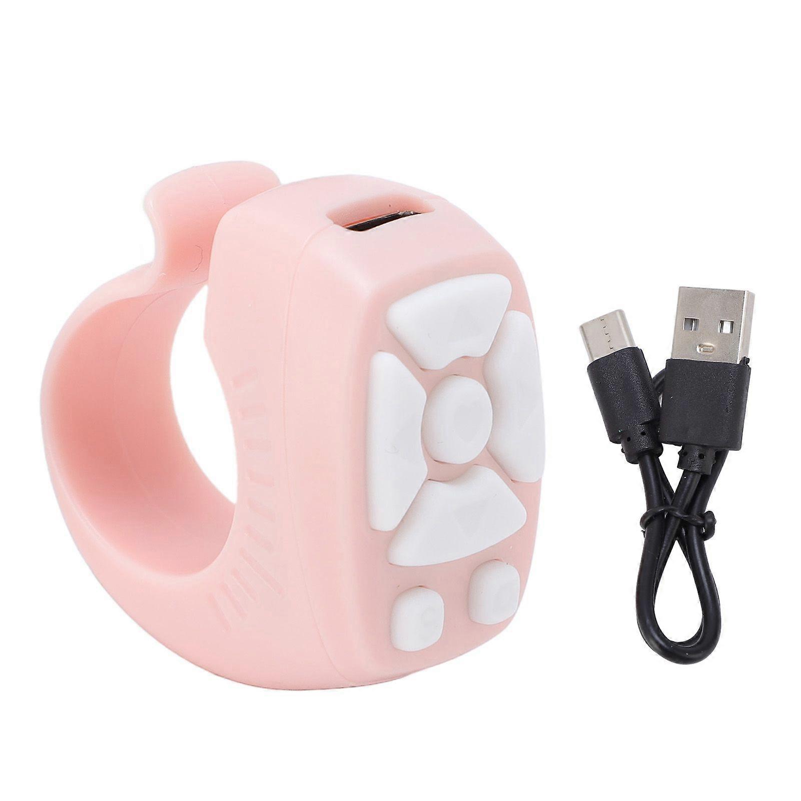 Fingertip Remote Control Ring Wireless Bluetooth Video Controller 7 Key for Tiktok Scrolling Pink