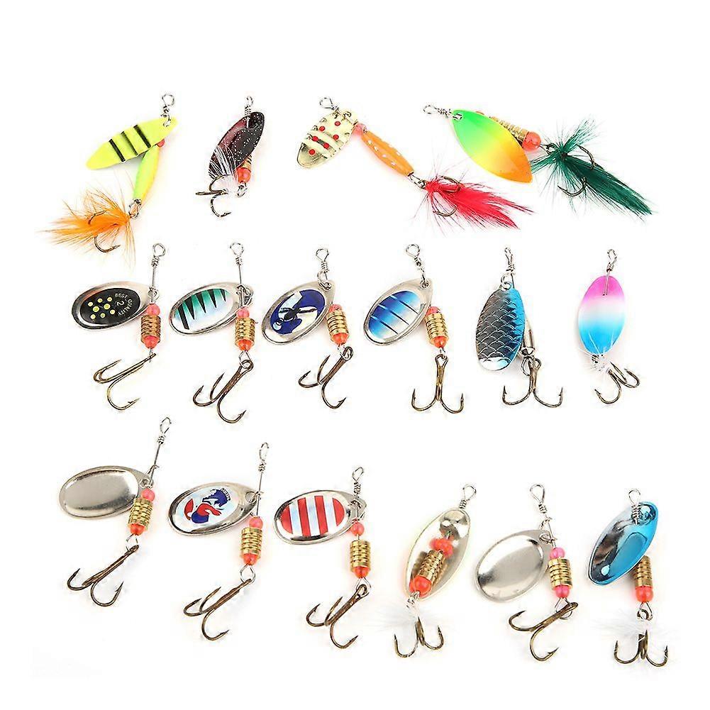 16pcs Sequins Fishing Lure Kit 3.5g-5.5g Artificial Bait with Treble Hook Fishing Accessory