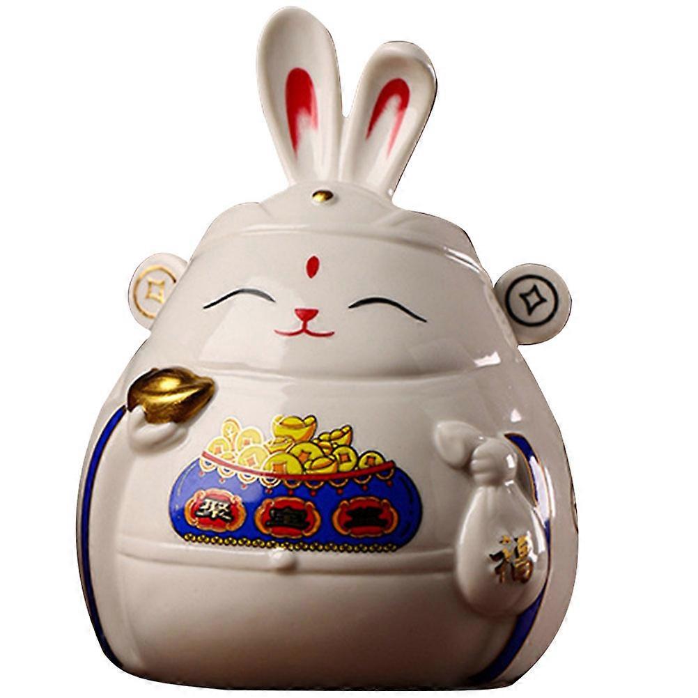 Ceramic Fortunate Rabbit Piggy Bank Bunny Coin Bank for Storage 4Pcs