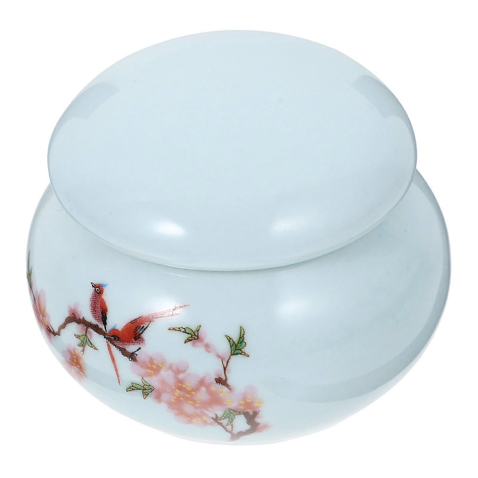 Blue Printed Tea Canister Ceramic Jar for Storage Use Multi-Purpose Candy Jar