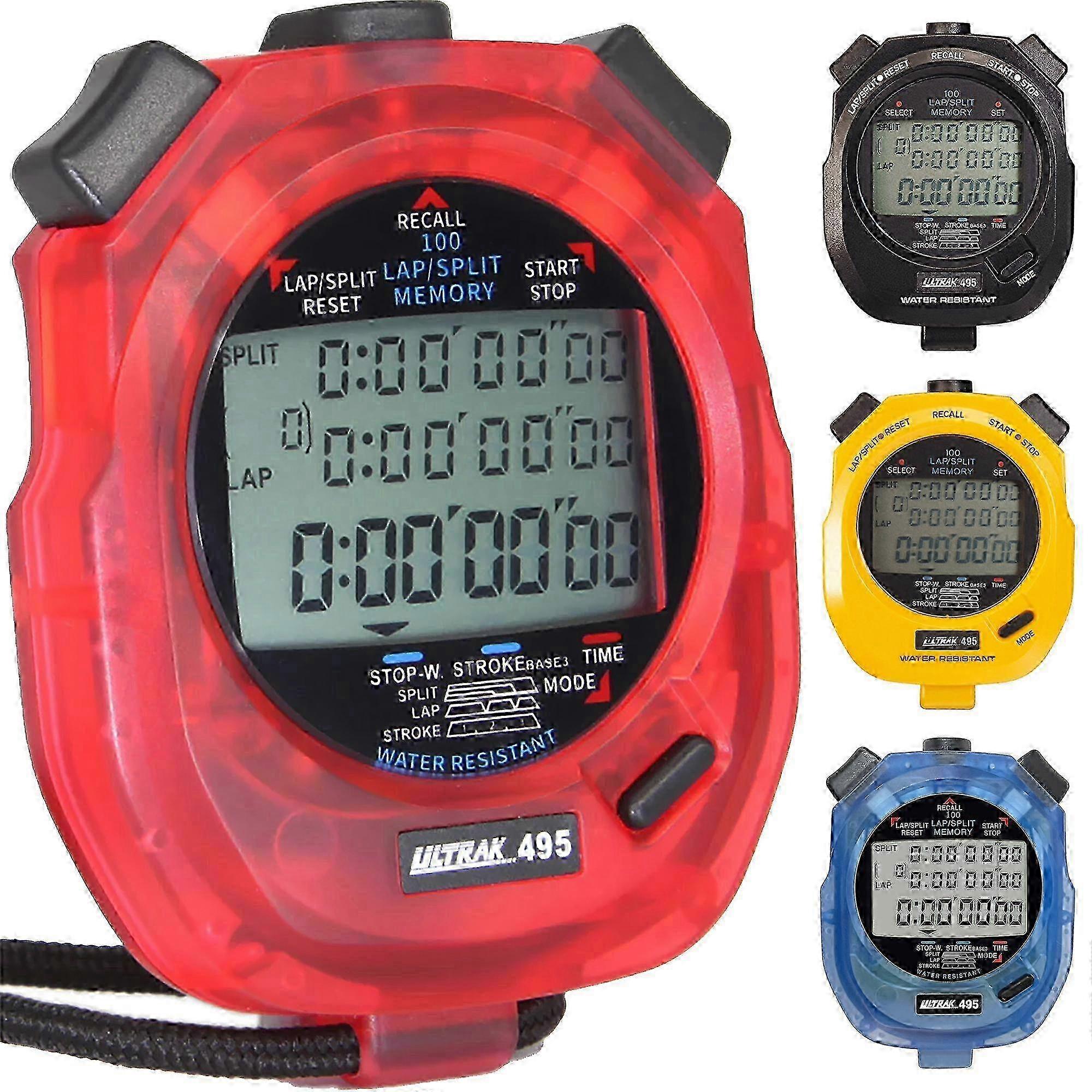 Sports Timing Stopwatch 495-100 Dual Split Display 10 Hours Waterproof Measurement