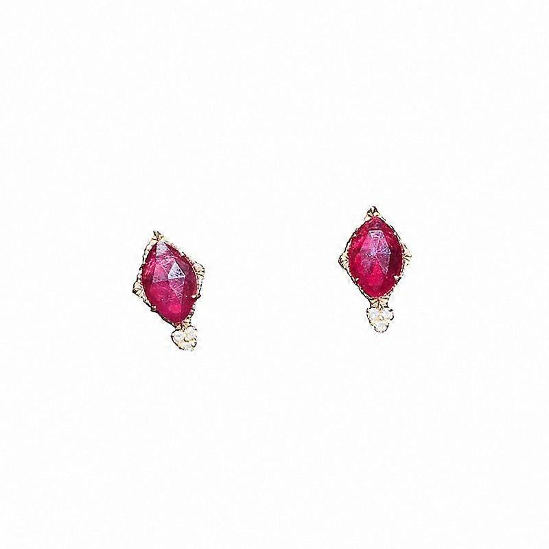 Vintage Court Style Diamond Ruby Stud Earrings#3