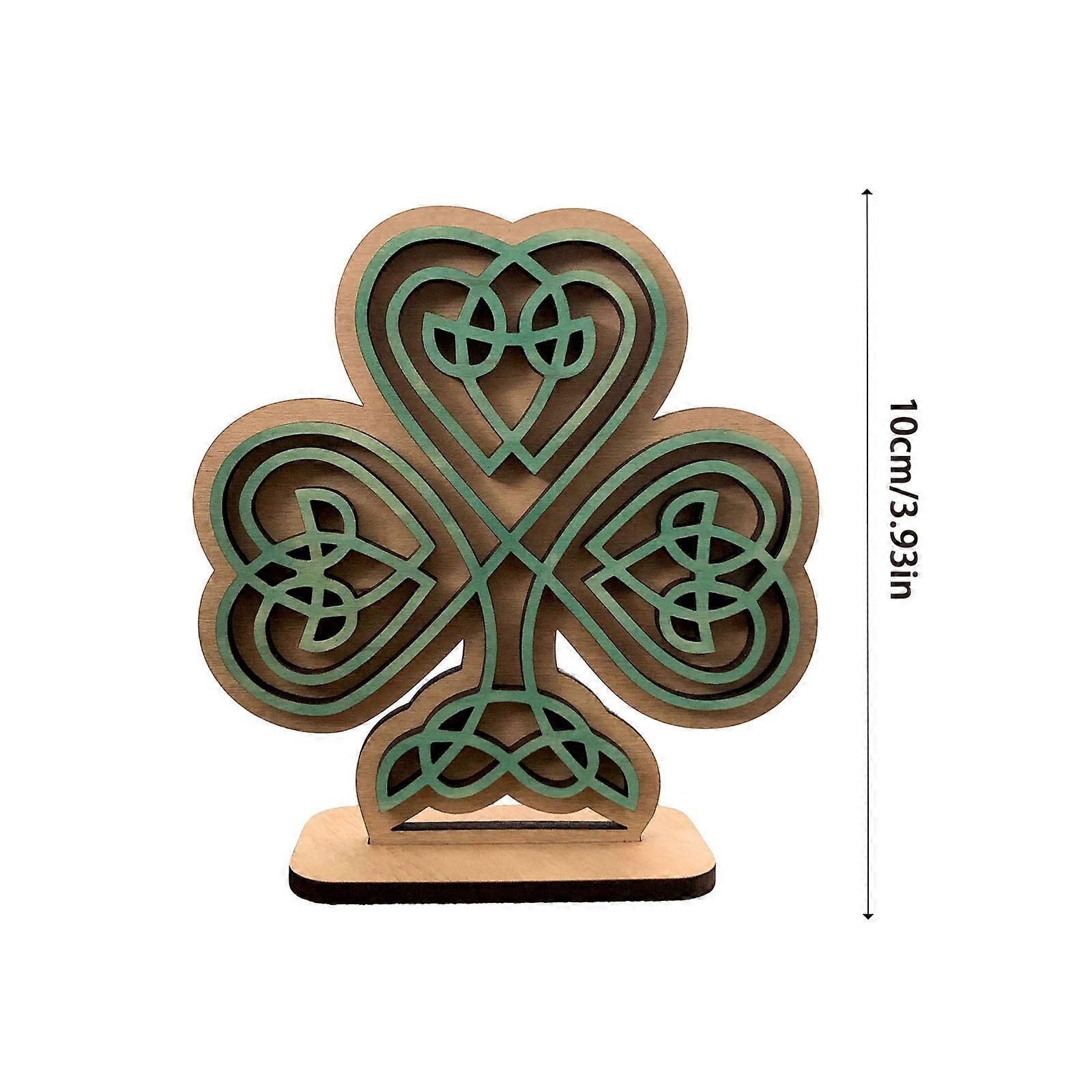 Celtic knot clover ornaments double-layer three-dimensional effect wooden ornaments desktop decorations