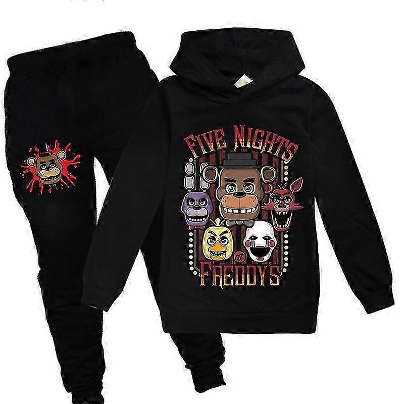 Fem nätter på Freddy's Hoodies Barn Pojkar Flickor Hooded hoodie casual byxor set.z