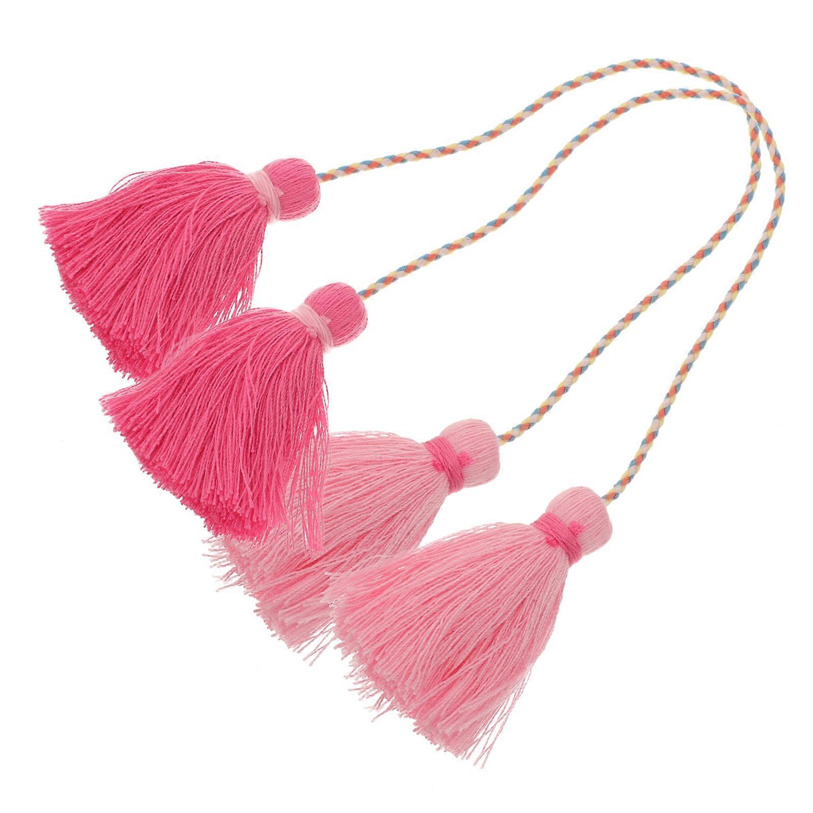 Cotton Thread Flow Tassels Decorative Tassel for Crafts 2Pcs Pink