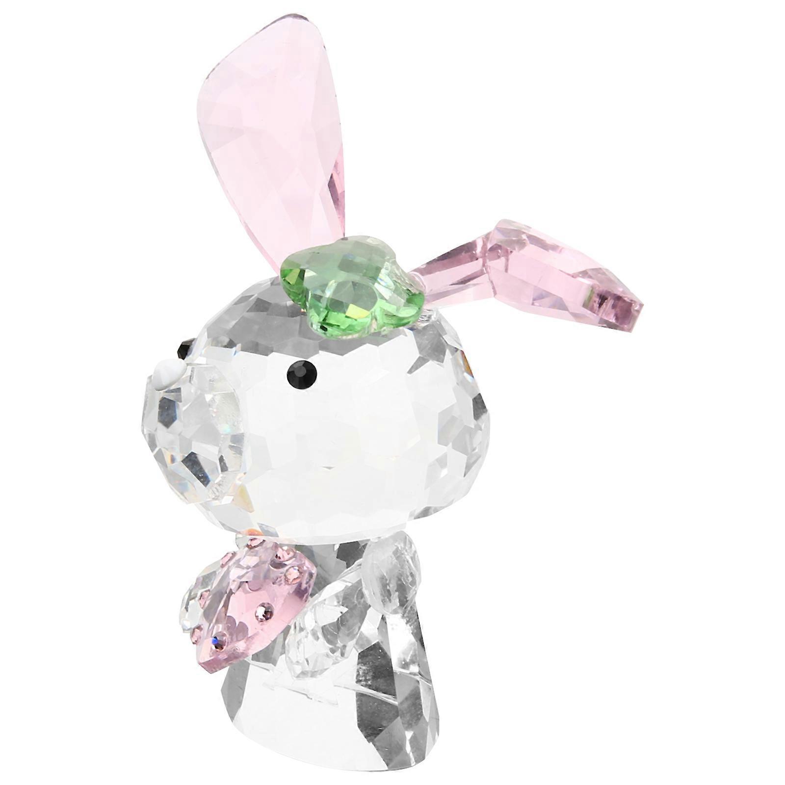 Crystal Statue for Decor 2Pcs Cute Bunny Ornament