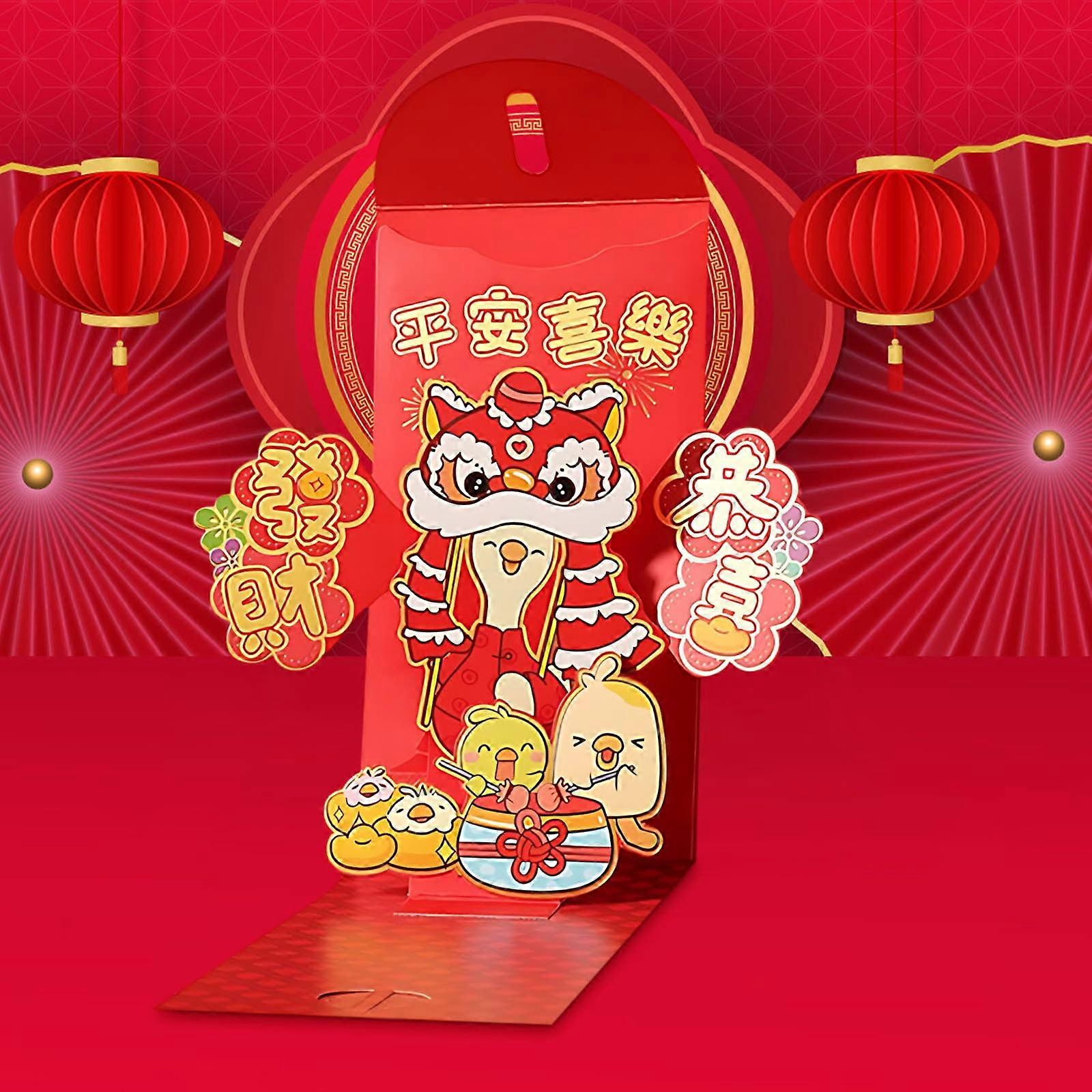 UNLLLL 2025 1 Pcs 3D Red Packet Chinese New Year of The Snake, Cute Cartoon Lucky Money Envelope with Gold Foil, compatible with gifting