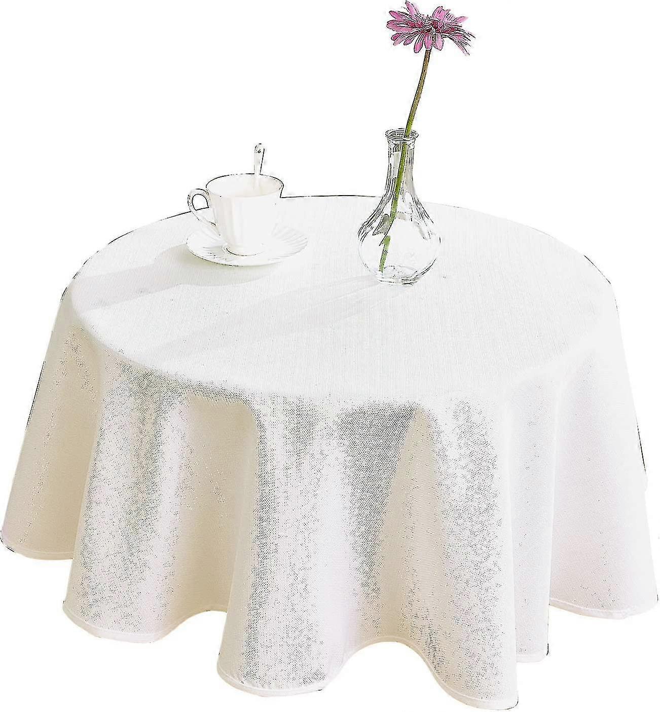 Linen Small Round Tablecloth 47 Inch Stain Resistant Natural Table Cloth For Home Party