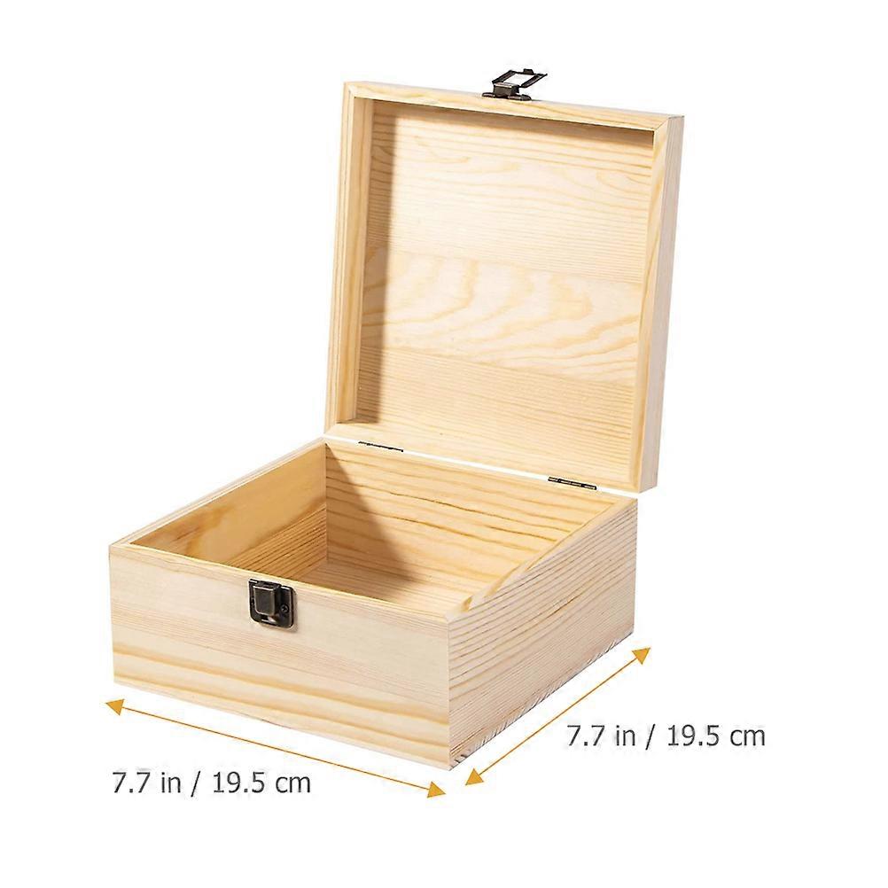 Unfinished Wooden Box DIY Craft Storage Box with Lock 5Pcs