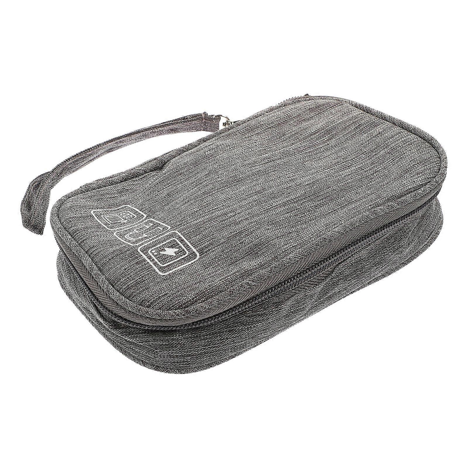 Portable Cable Organizer Bag For Travel And Daily Use Grey Polyester Material With Waterproof Function 1Set