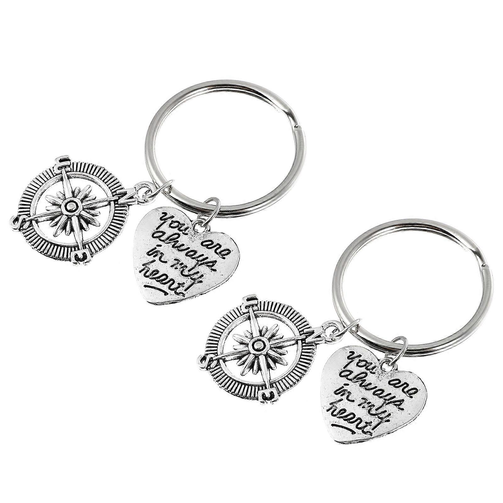 Graduation Key Holder Compass Key Rings for Hanging Keys 4Pcs Silver