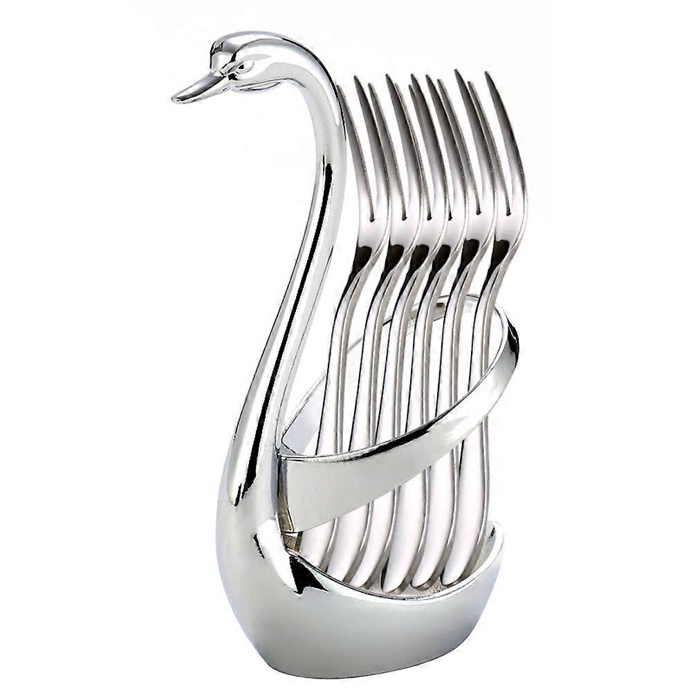 Flatware Holder Swan Base Fork and Spoon Set for Dessert 2Pcs